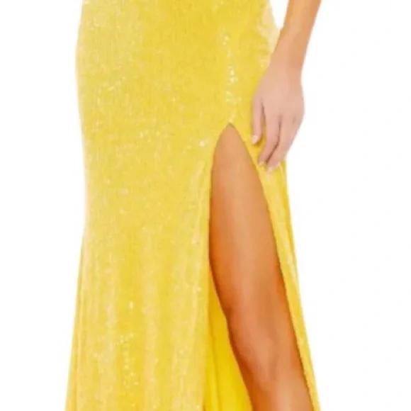 Mac Duggal One Shoulder Yellow Dress